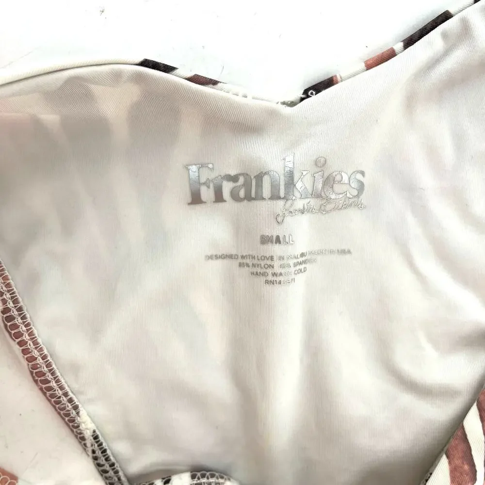 Frankies Bikinis Stormy Top M Kenza Bottom S Brown Zebra Animal Print Bikini Set